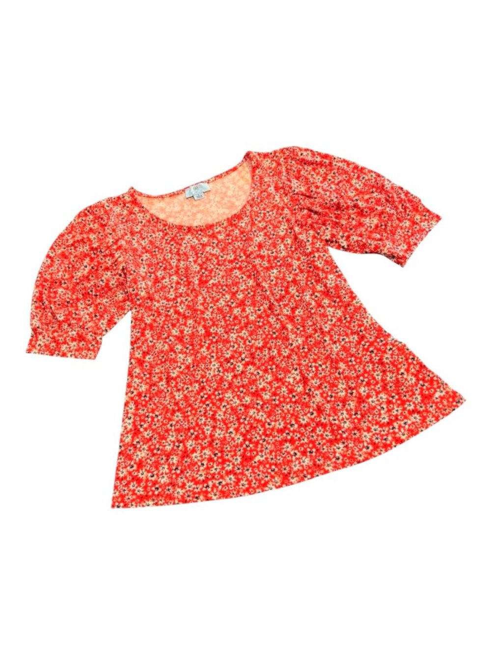 CECE Blouse Puff sleeves Pull over Scoop neck Floral Daisies Medium Like new
